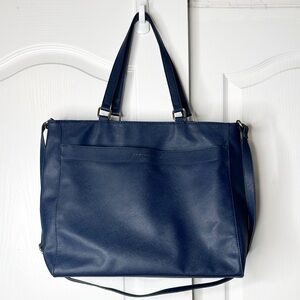 Tommy Hilfiger Navy Blue Faux Leather Tote Handbag Purse Bag